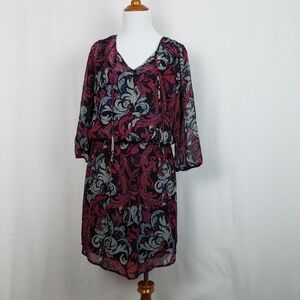 BeBop BoHo Chic Red Black Dress Sz L